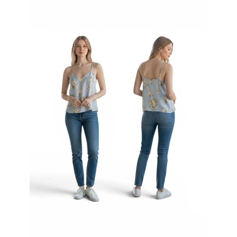 Abound Light Blue Floral Satin Cami